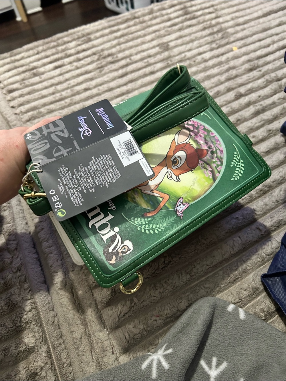 Loungefly Green Bambi Crossbody Bag with Illustration